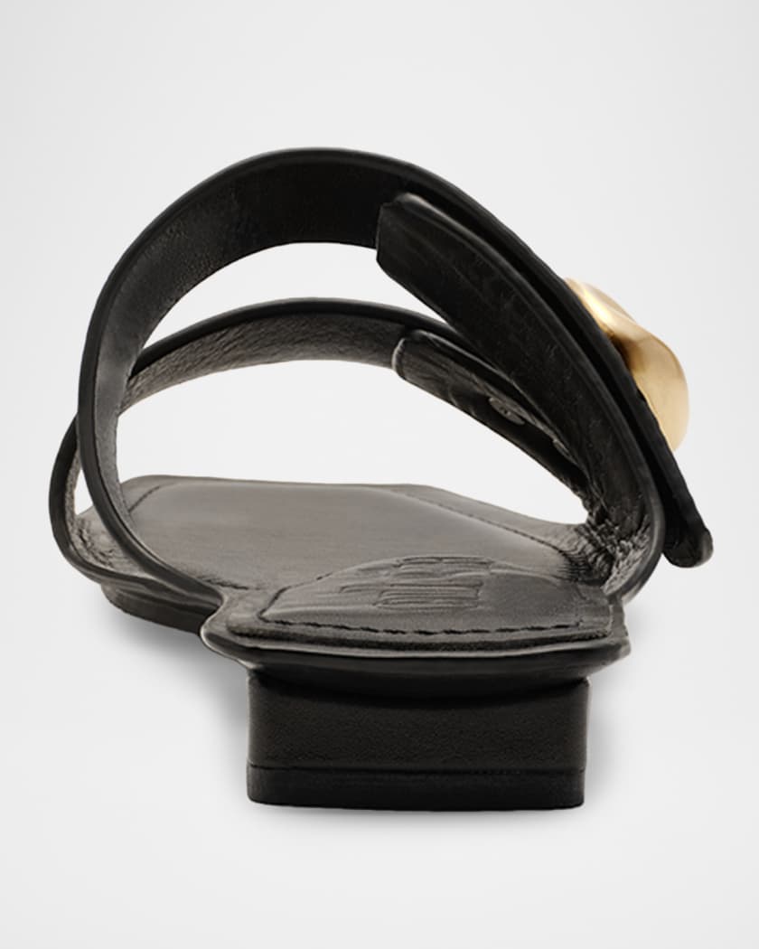 Cult Gaia Ezra Leather Flat Slide Sandals | Neiman Marcus