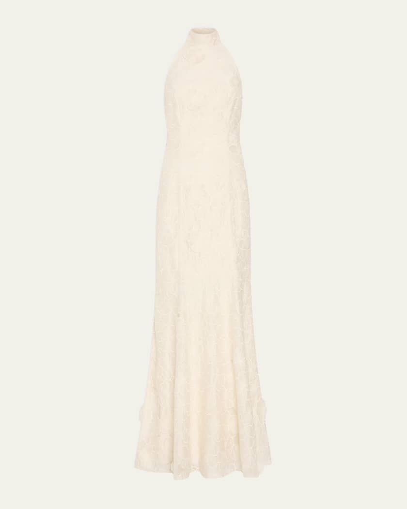Milly Josefina Embroidered Halter Maxi Dress | Neiman Marcus