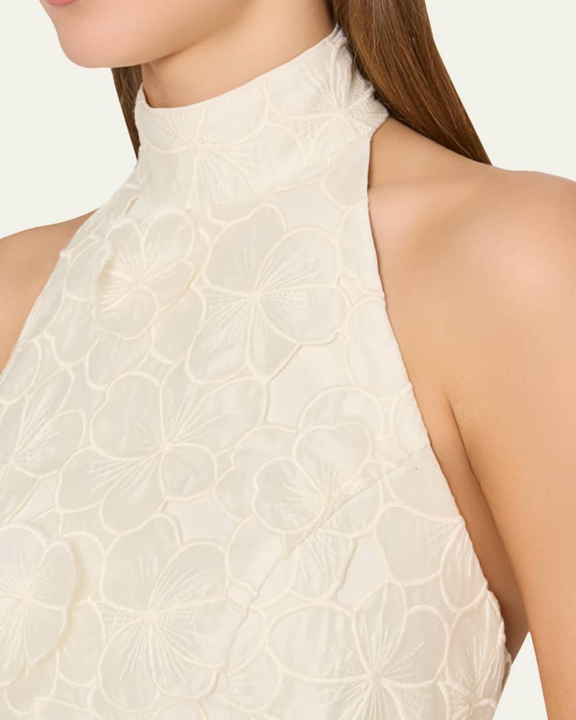 Milly Josefina Embroidered Halter Maxi Dress | Neiman Marcus