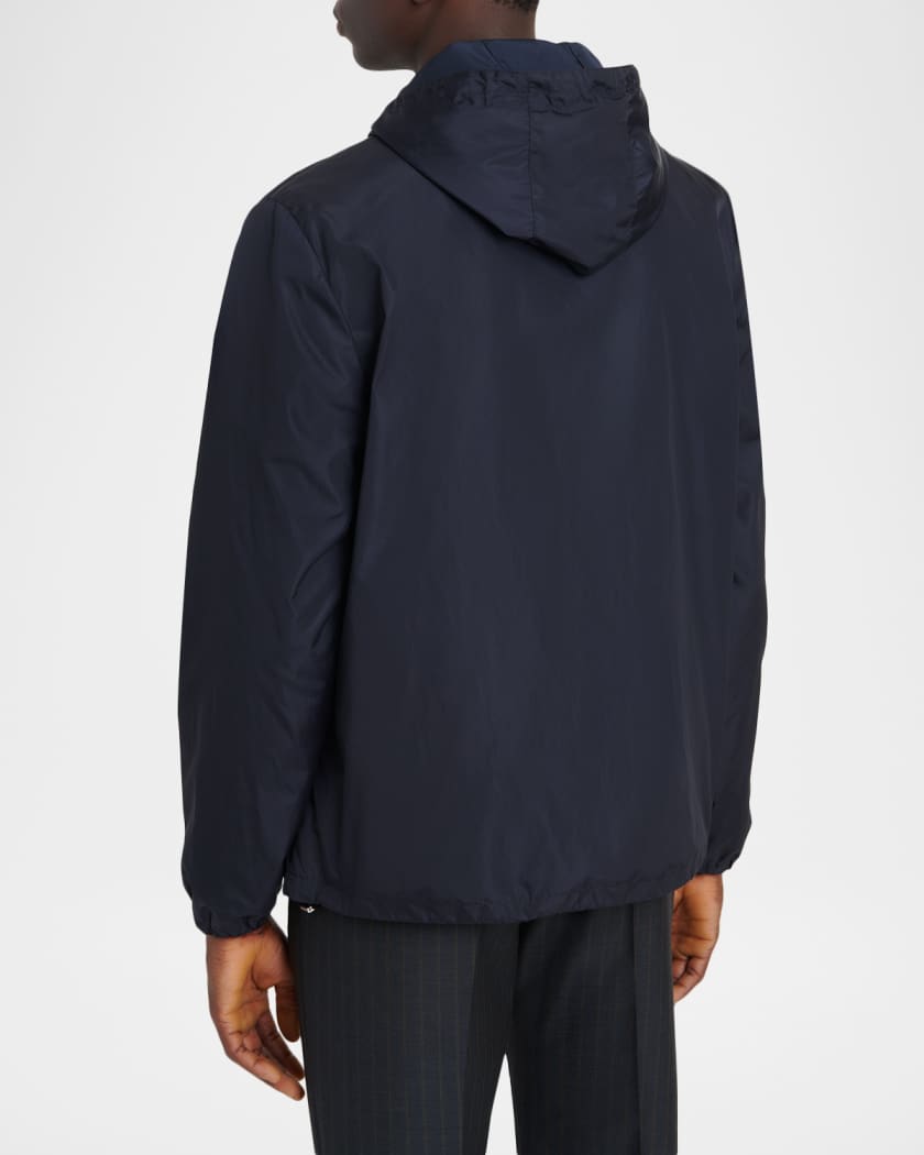 Valentino Garavani Men's Nylon Inlaid V Hooded Jacket | Neiman Marcus