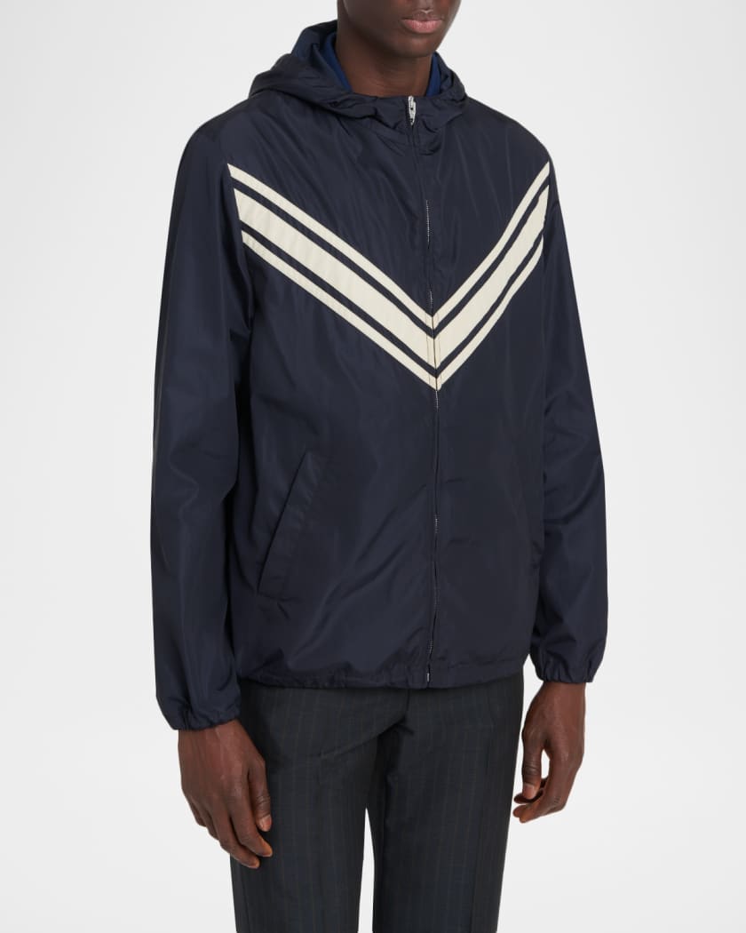 Valentino Garavani Men's Nylon Inlaid V Hooded Jacket | Neiman Marcus