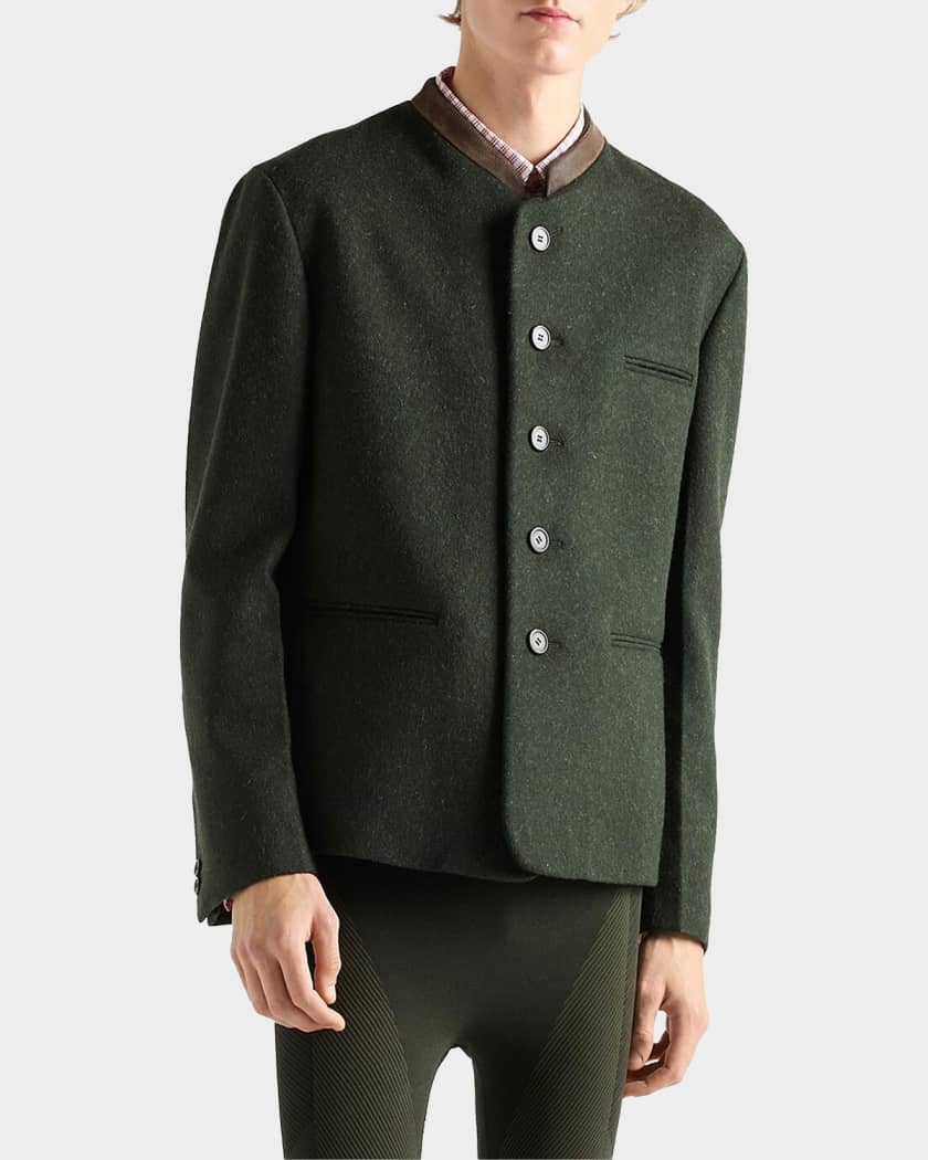 ジャケット・アウター PRADA Wool Jacket IT40 Prada Black Wool Short Jacket with Silver Buttons - IT40 / S – I