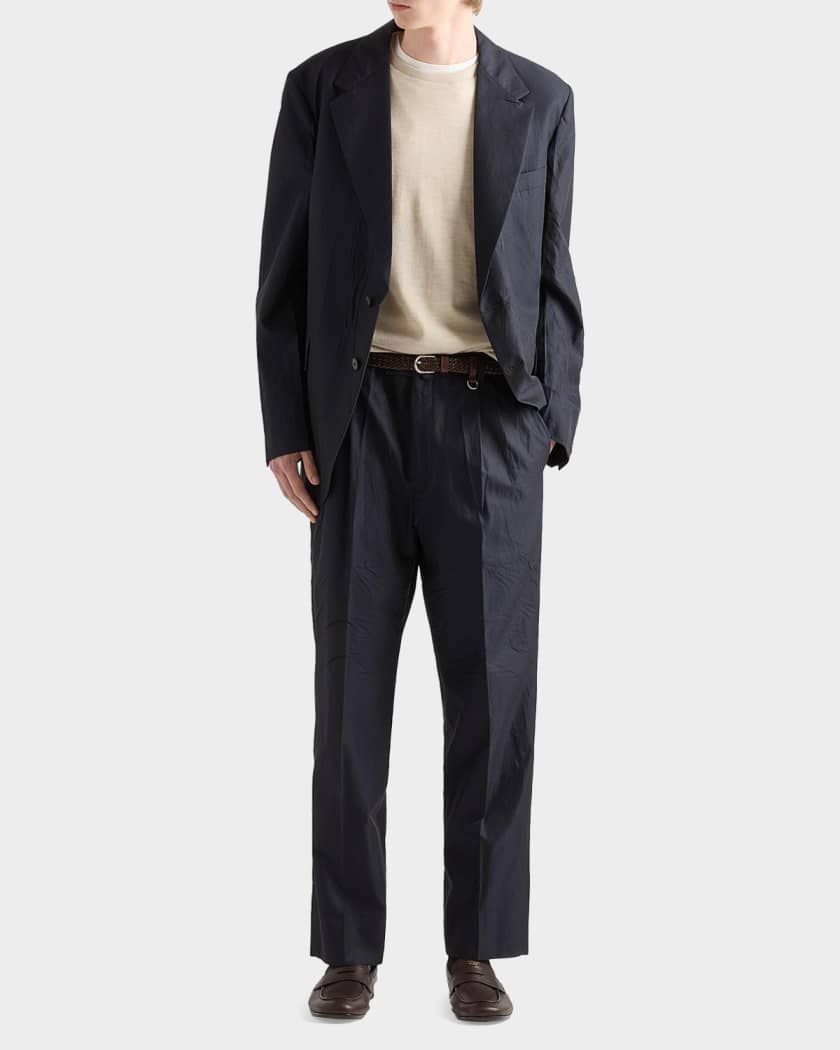 Prada Men's Cotton and Silk Pants | Neiman Marcus