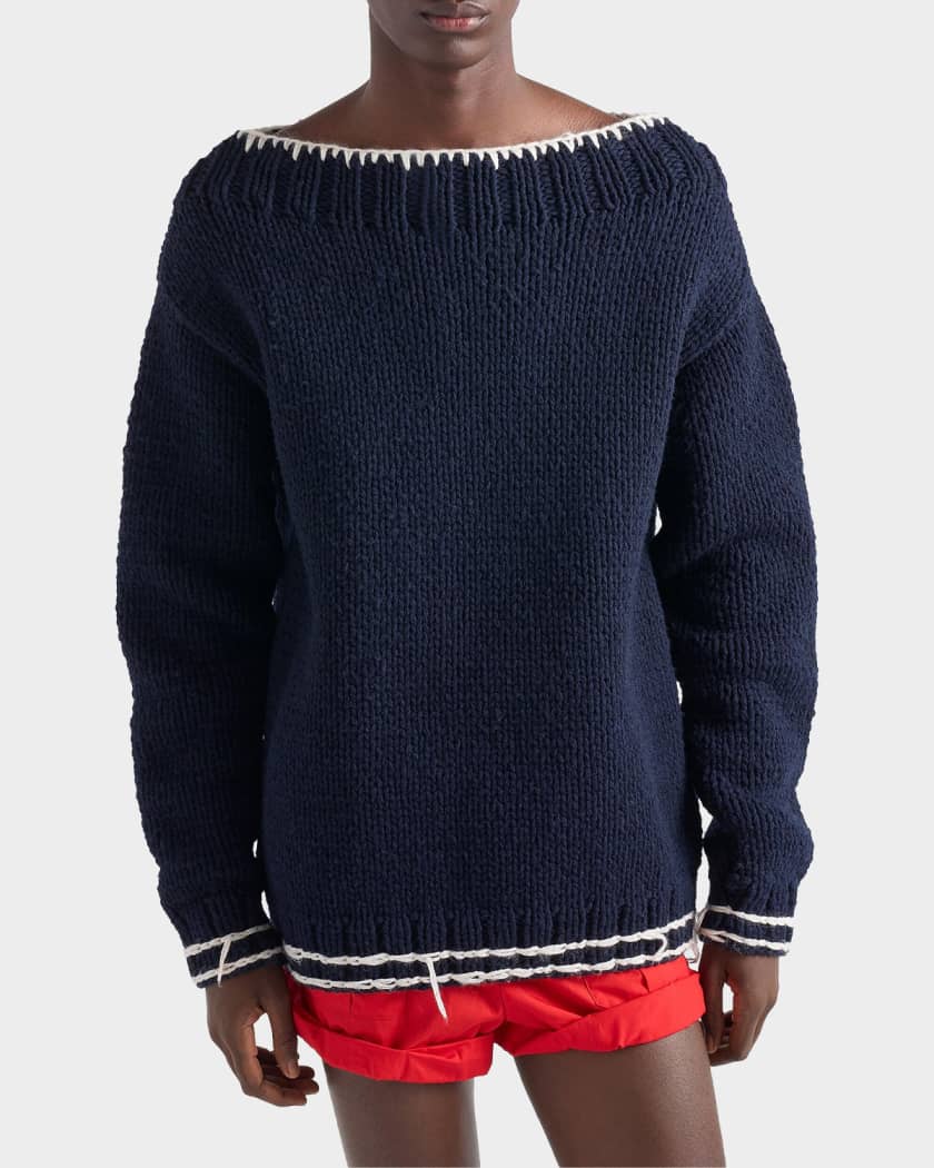 Prada Men's Wool Boat-Neck Sweater | Neiman Marcus