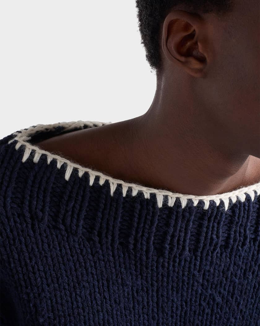 Prada Men's Wool Boat-Neck Sweater | Neiman Marcus