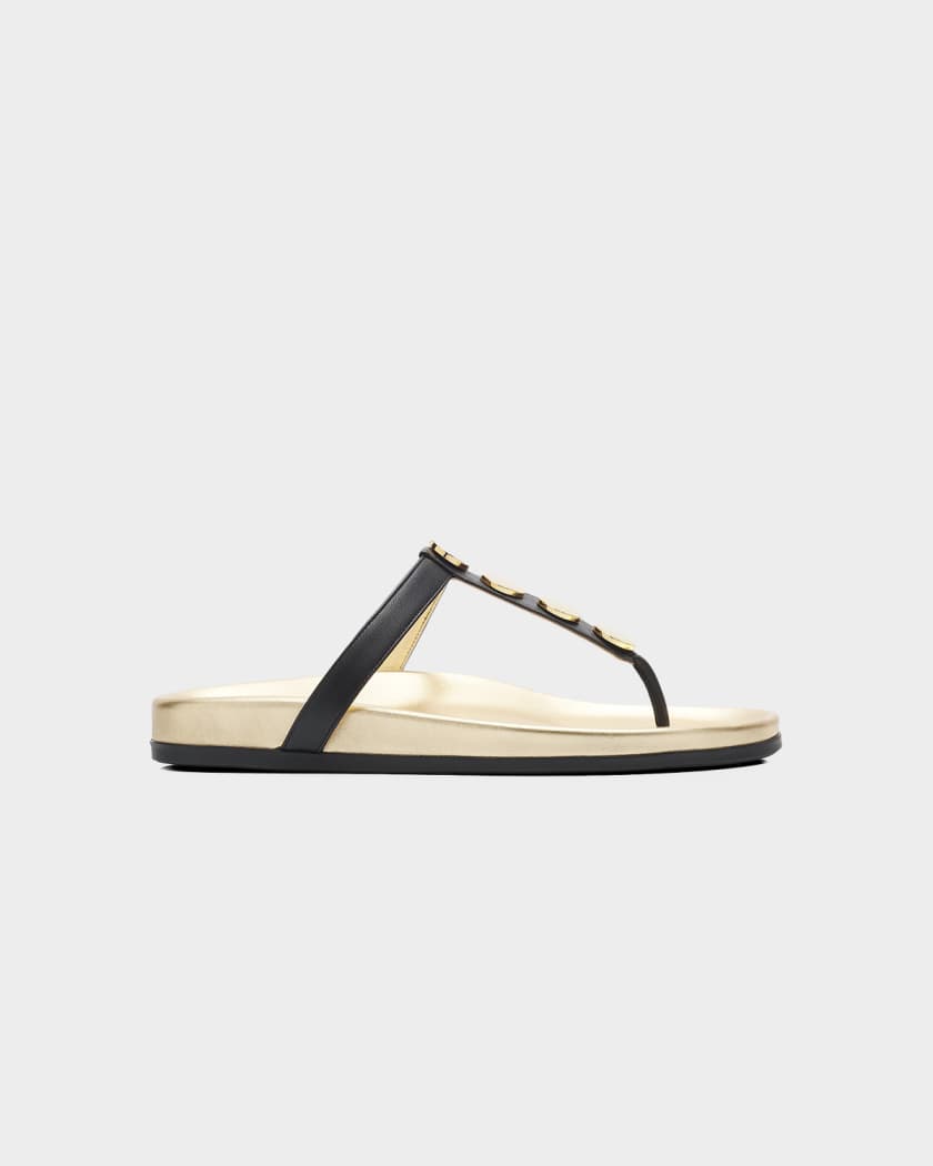Manolo Blahnik Ruja Studded Leather T-Strap Sandals | Neiman Marcus