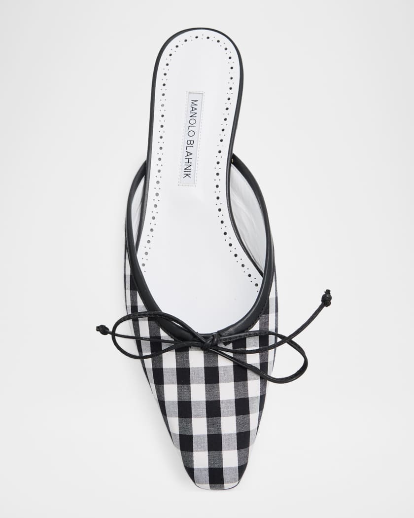 Manolo Blahnik Ballerimu Gingham Mules | Neiman Marcus