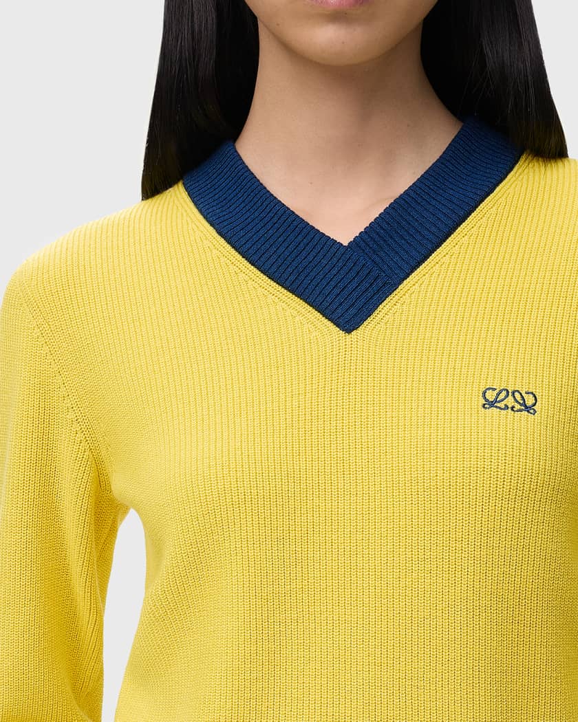 Loewe Bicolor V-Neck Sweater | Neiman Marcus