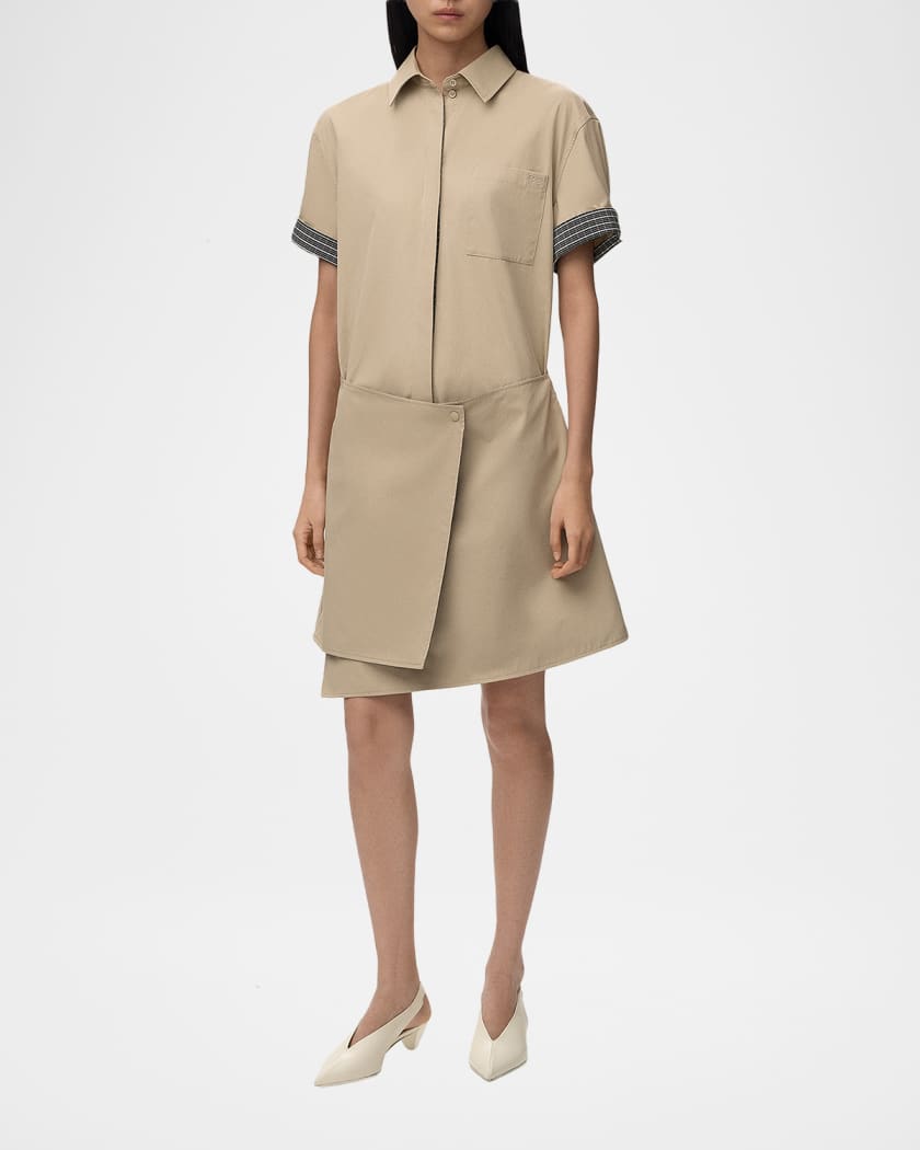Loewe Wrapped Short-Sleeve Shirtdress | Neiman Marcus
