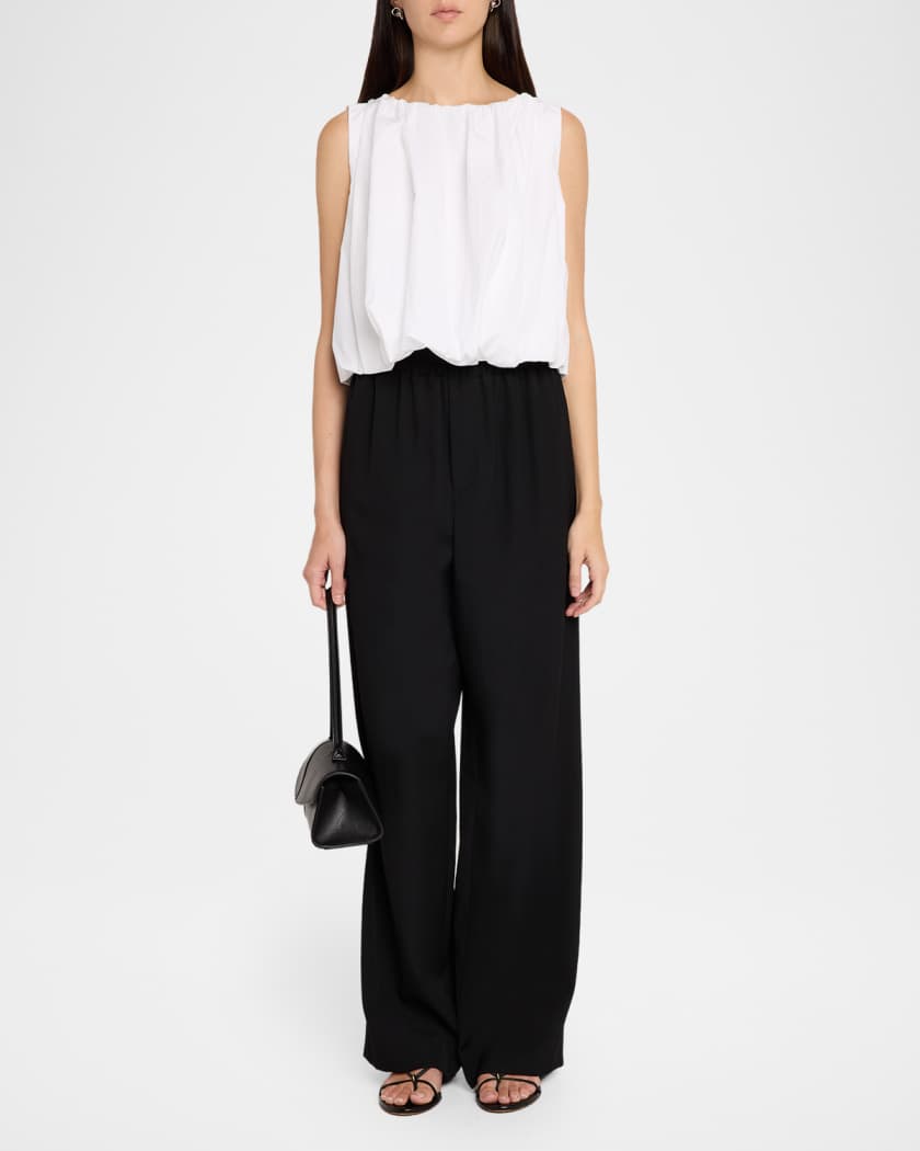 Co Sleeveless Cotton Bubble Crop Top | Neiman Marcus