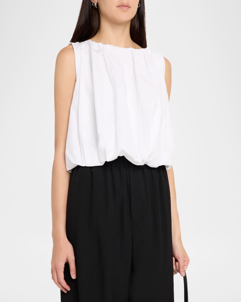 Co Sleeveless Cotton Bubble Crop Top | Neiman Marcus