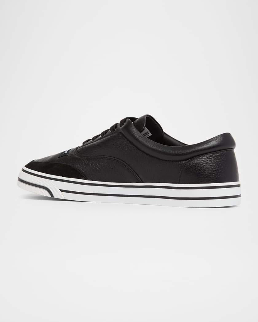 Dolce&Gabbana Men's Grained Leather Label Low-Top Sneakers
