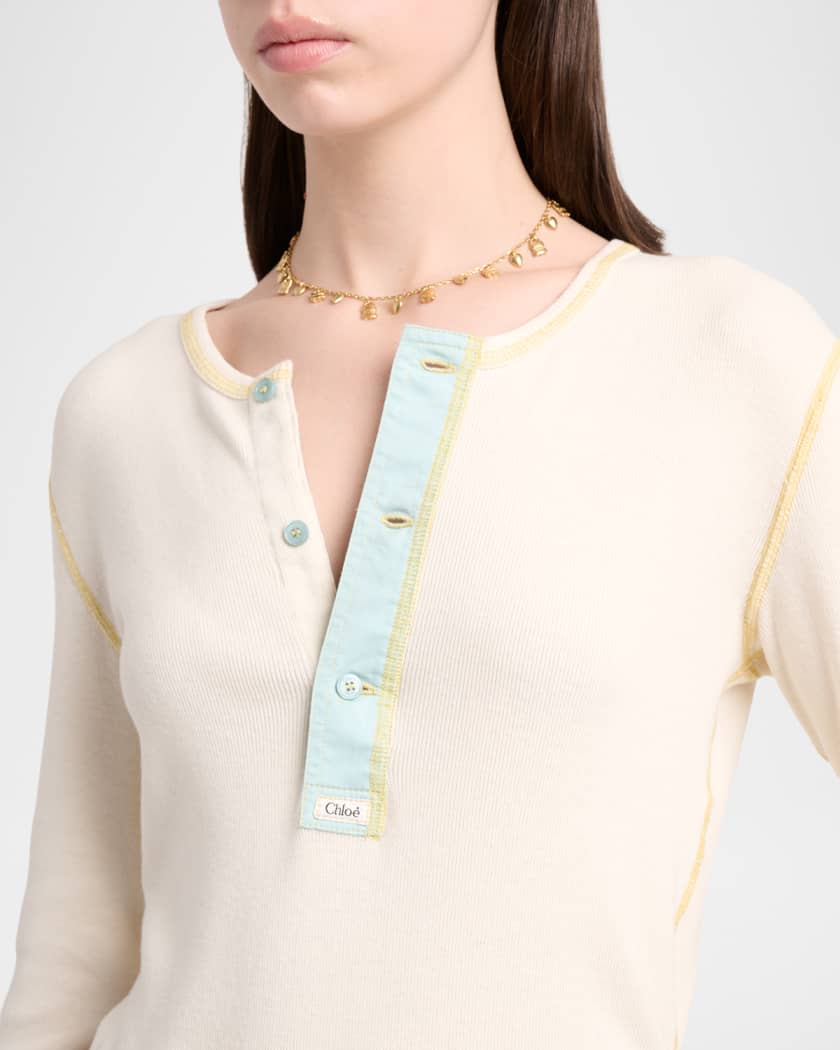 Chloe Ribbed Cotton Jersey Top | Neiman Marcus