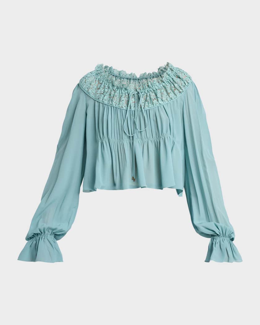 Chloe Iconic Organic Silk Georgette Top | Neiman Marcus