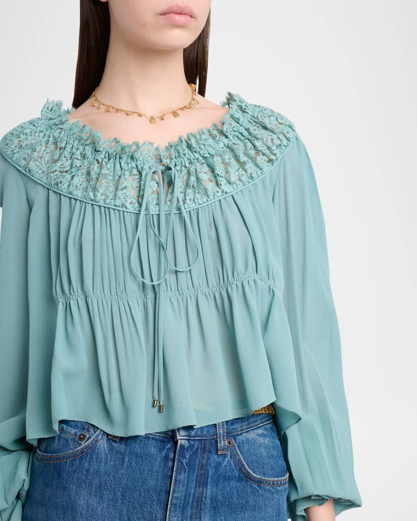 Chloe Iconic Organic Silk Georgette Top | Neiman Marcus