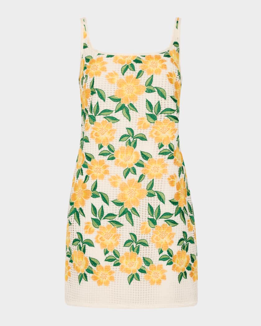 milly embroidered floral dress Ceri Embroidered Mini Dress in White Multi
