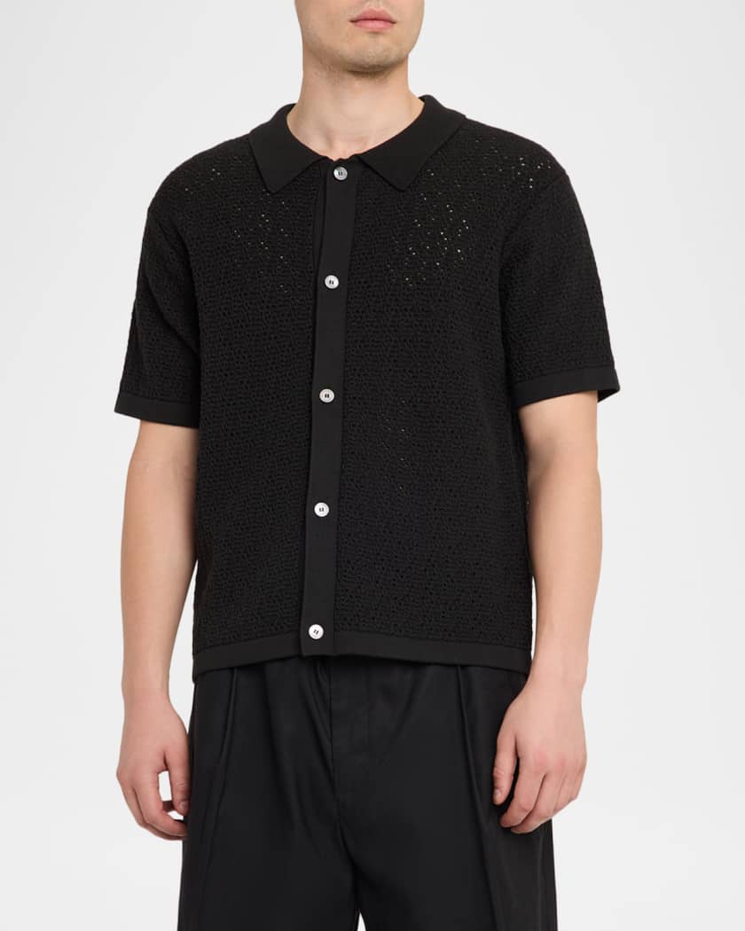 Time is on 【COTTON MESH KNIT C/D】 FRAME Men's Open-stitch Cotton-Blend Shirt | Neiman Marcus