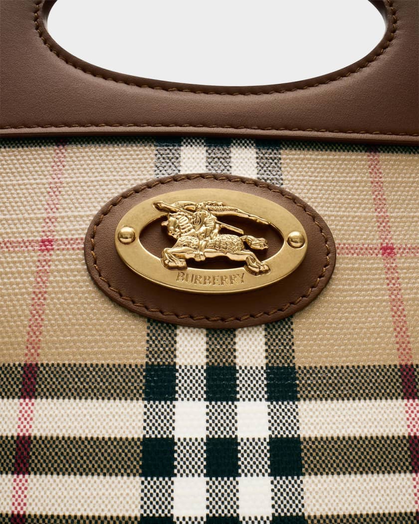 Burberry Mini Check Canvas & Leather Pocket Bag | Neiman Marcus
