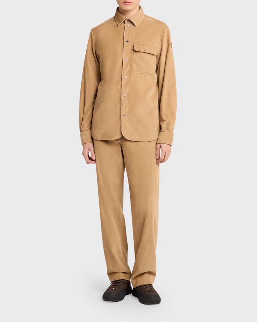 Moncler Men's Cotton-Leather Shirt Jacket | Neiman Marcus