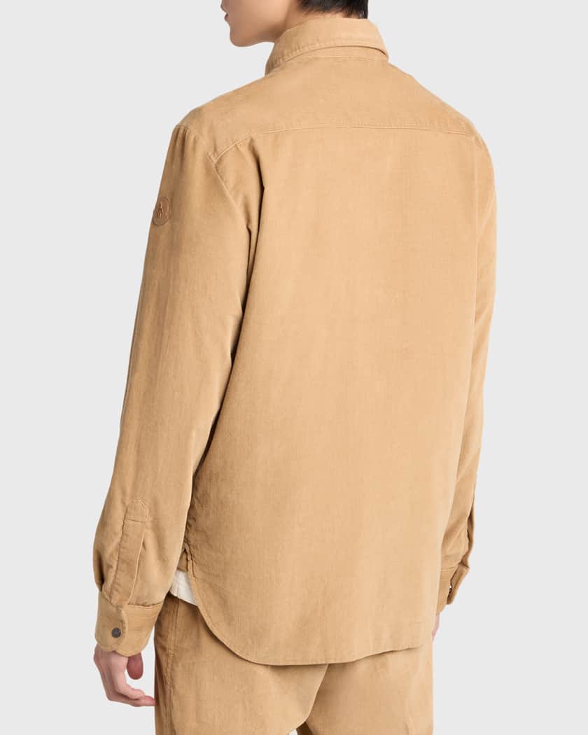 Moncler Men's Cotton-Leather Shirt Jacket | Neiman Marcus