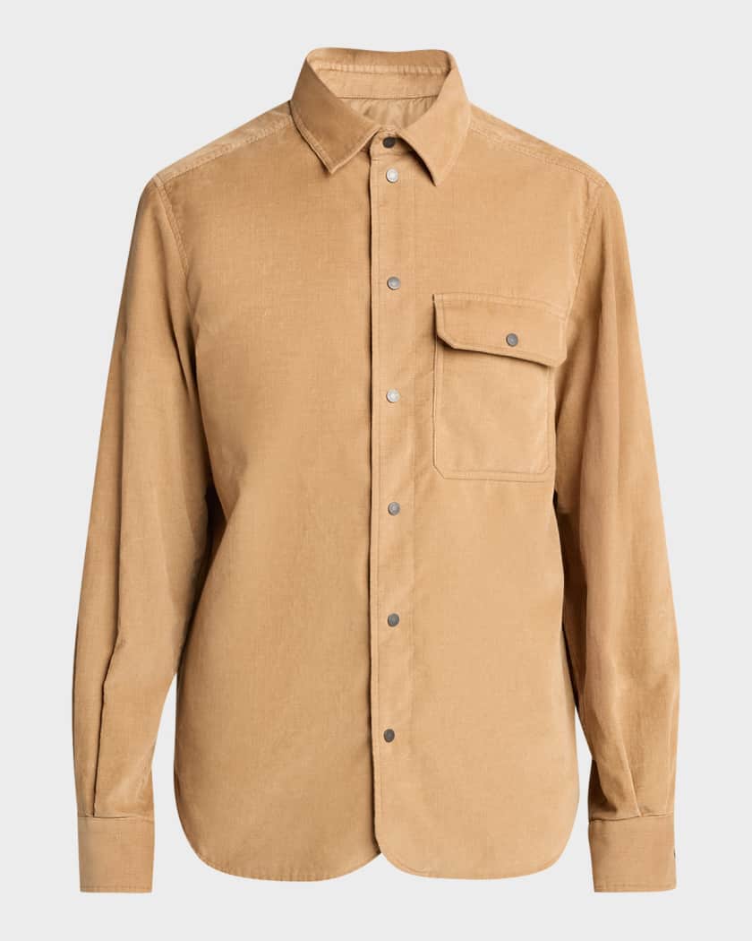 Moncler Men's Cotton-Leather Shirt Jacket | Neiman Marcus
