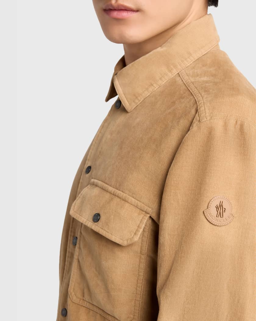 Moncler Men's Cotton-Leather Shirt Jacket | Neiman Marcus