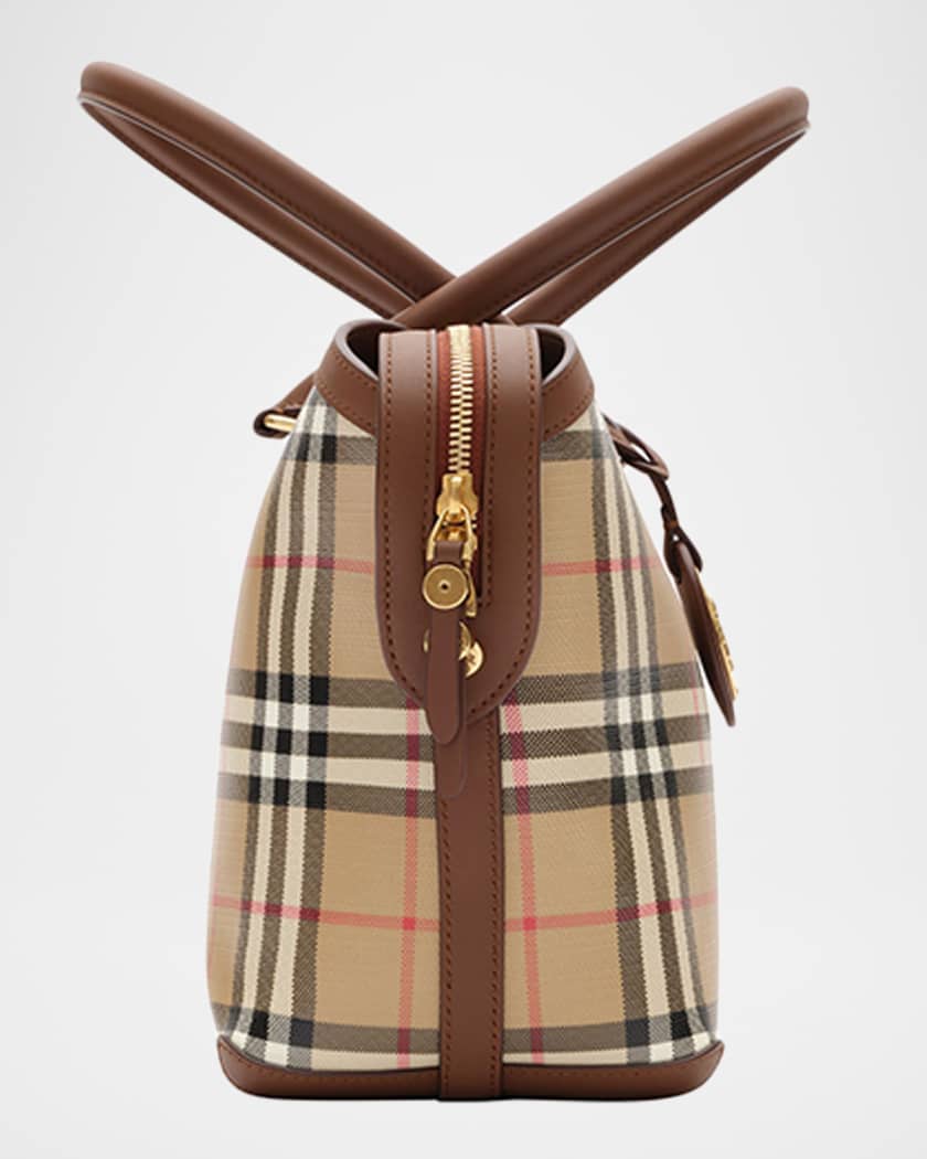 Burberry Small Coated Canvas Check Zip Tote Bag | Neiman Marcus