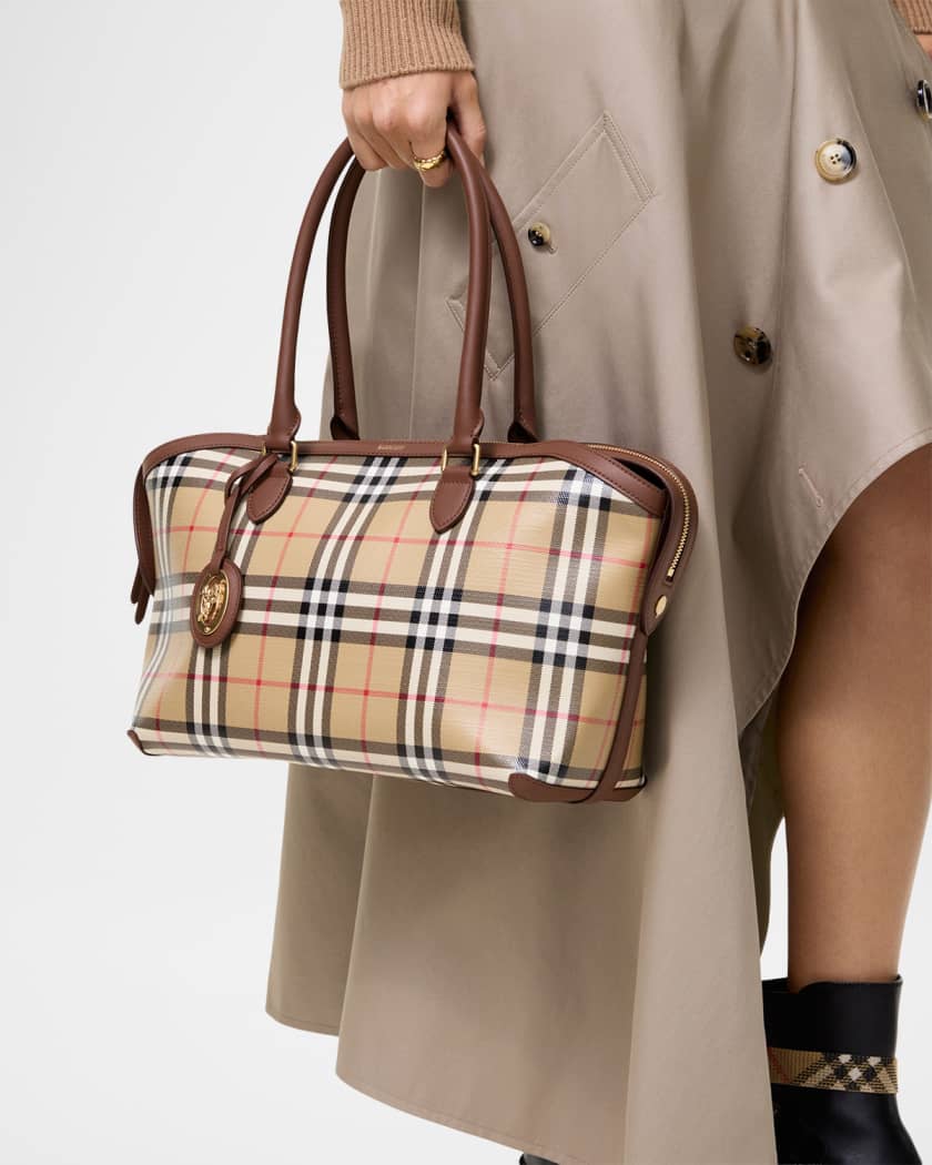 Burberry Small Coated Canvas Check Zip Tote Bag | Neiman Marcus