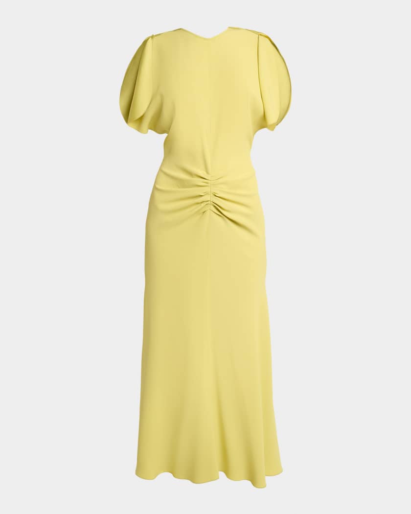 victoria beckham gathered satin midi dress Gathered satin midi dress - lavender