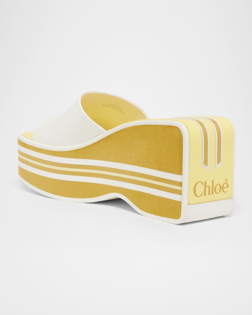 Chloe 90mm Swimming Cool Patent Leather Platform Mules | Neiman Marcus