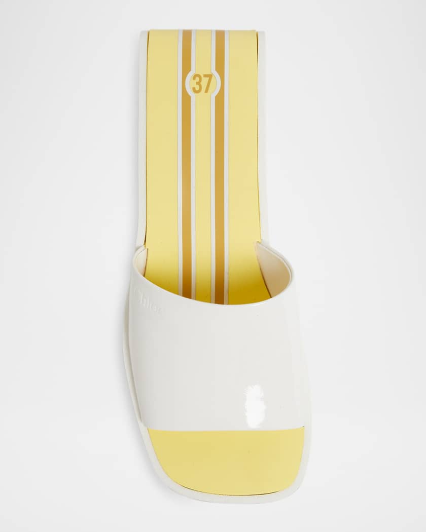 Chloe 90mm Swimming Cool Patent Leather Platform Mules | Neiman Marcus