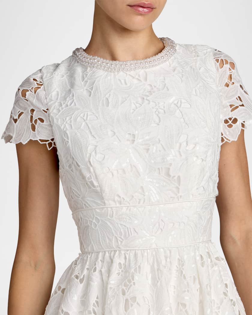 Mac Duggal Lace-Embellished Midi Dress | Neiman Marcus