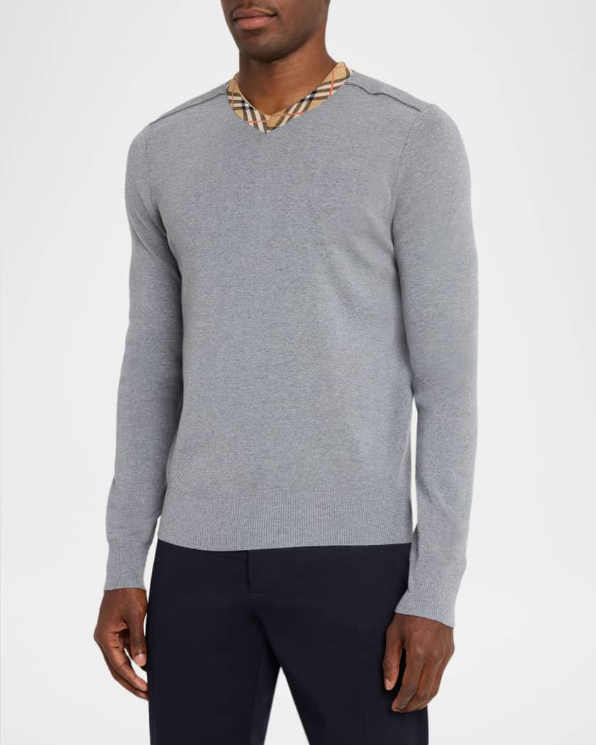 Burberry Men's Maxim Check-Trim V-Neck Sweater | Neiman Marcus