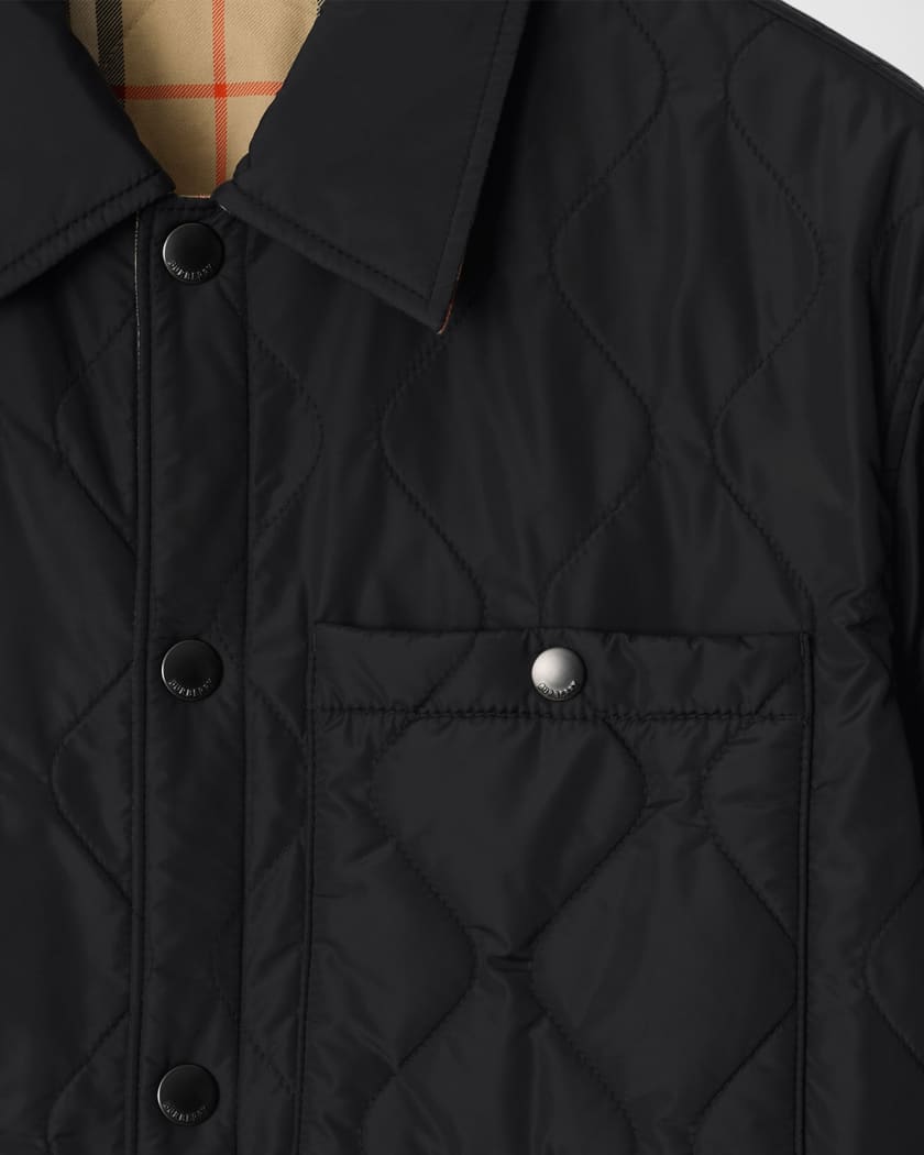 Burberry Men's Brighton Quilted Check Cotton-Blend Reversible