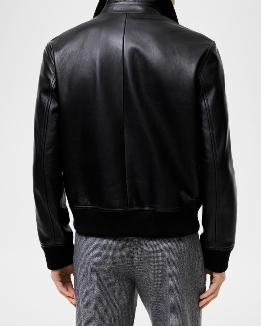 Burberry Men's Bloomsbury EKD Full-Zip Leather Jacket | Neiman Marcus