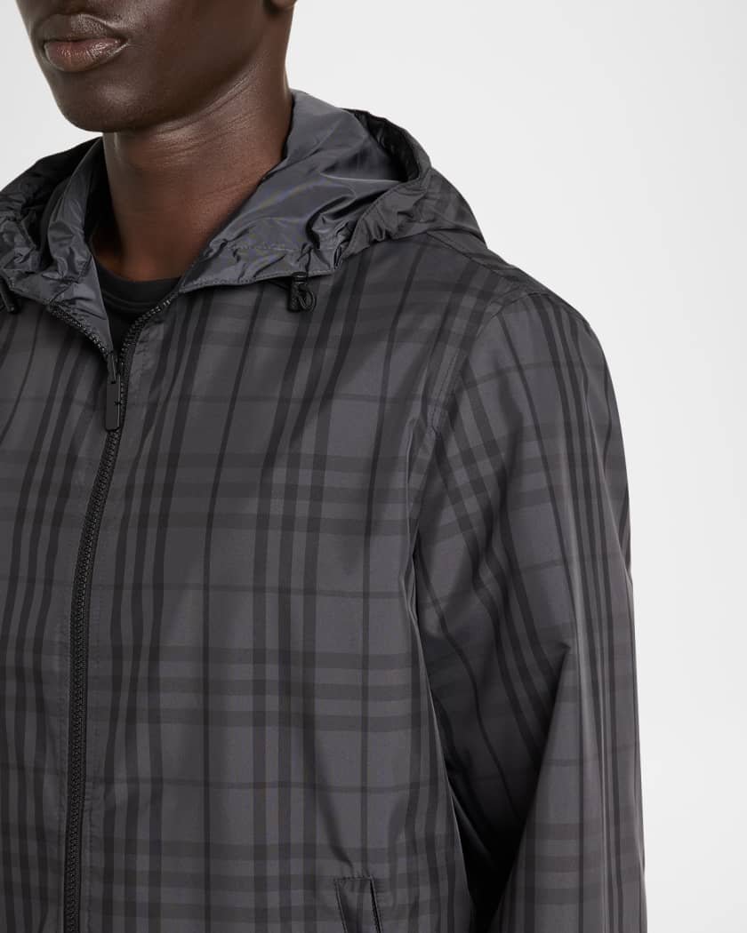 Burberry Men's Reversible Check Newport Hooded Jacket | Neiman Marcus