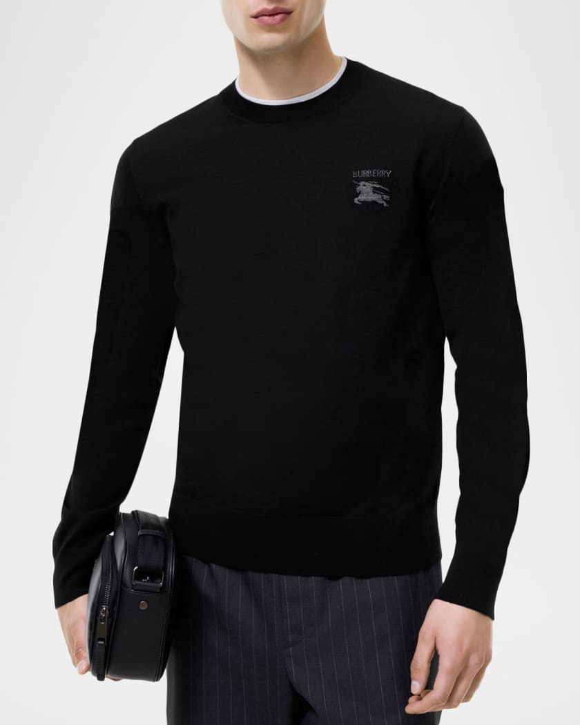Burberry Men's Easton Intarsia EKD Crewneck Sweater | Neiman Marcus