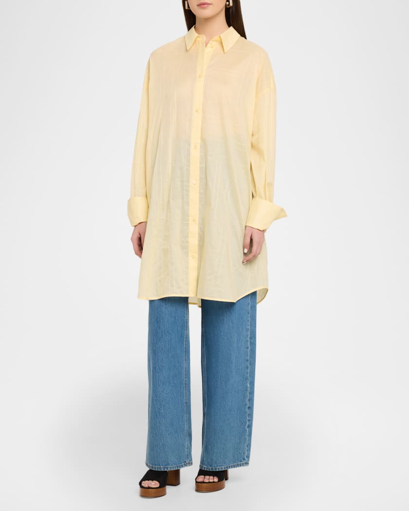 Toteme Monogram Embroidered Cotton Long Summer Shirt | Neiman Marcus
