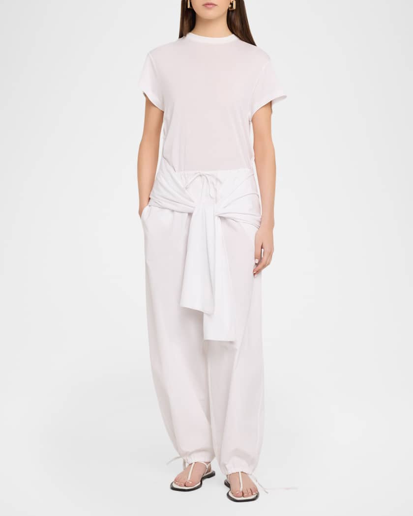 Toteme Tie-Waist Jersey Short-Sleeve T-Shirt | Neiman Marcus