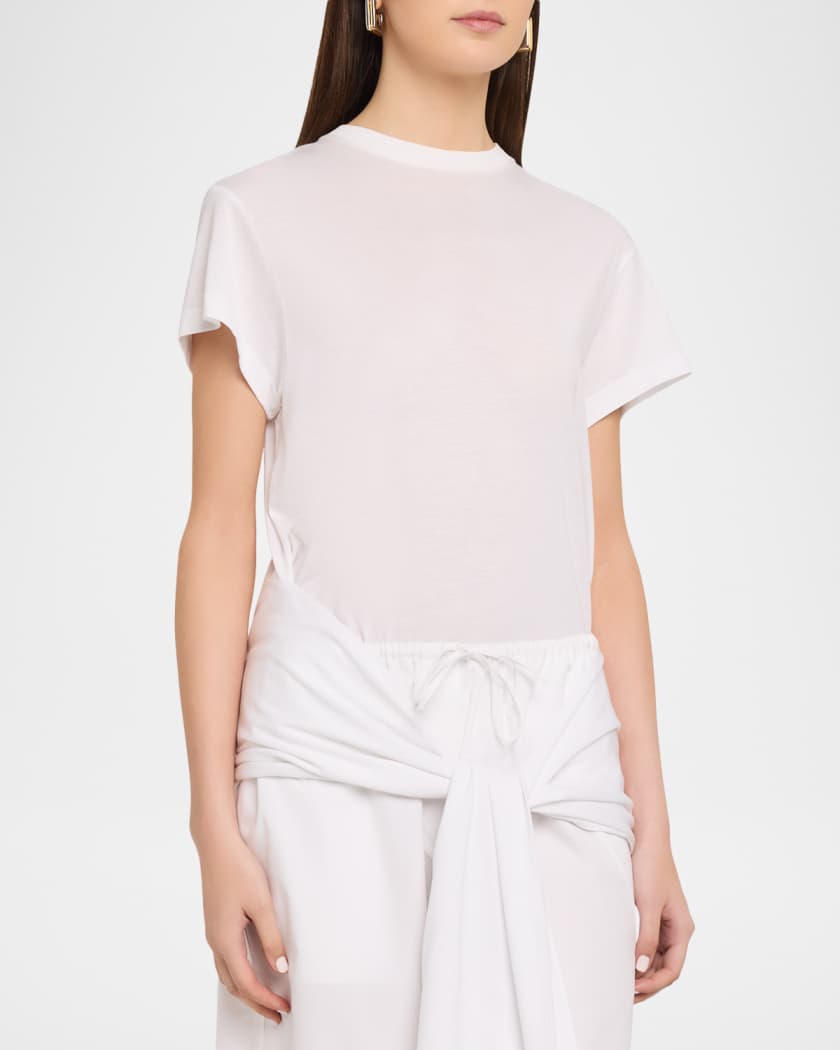 Toteme Tie-Waist Jersey Short-Sleeve T-Shirt | Neiman Marcus