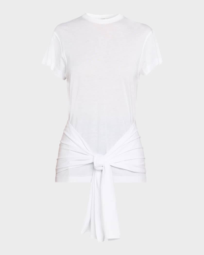 toteme☆knot short-sleeve top Toteme Tie-Waist Jersey Short-Sleeve T-Shirt | Neiman Marcus