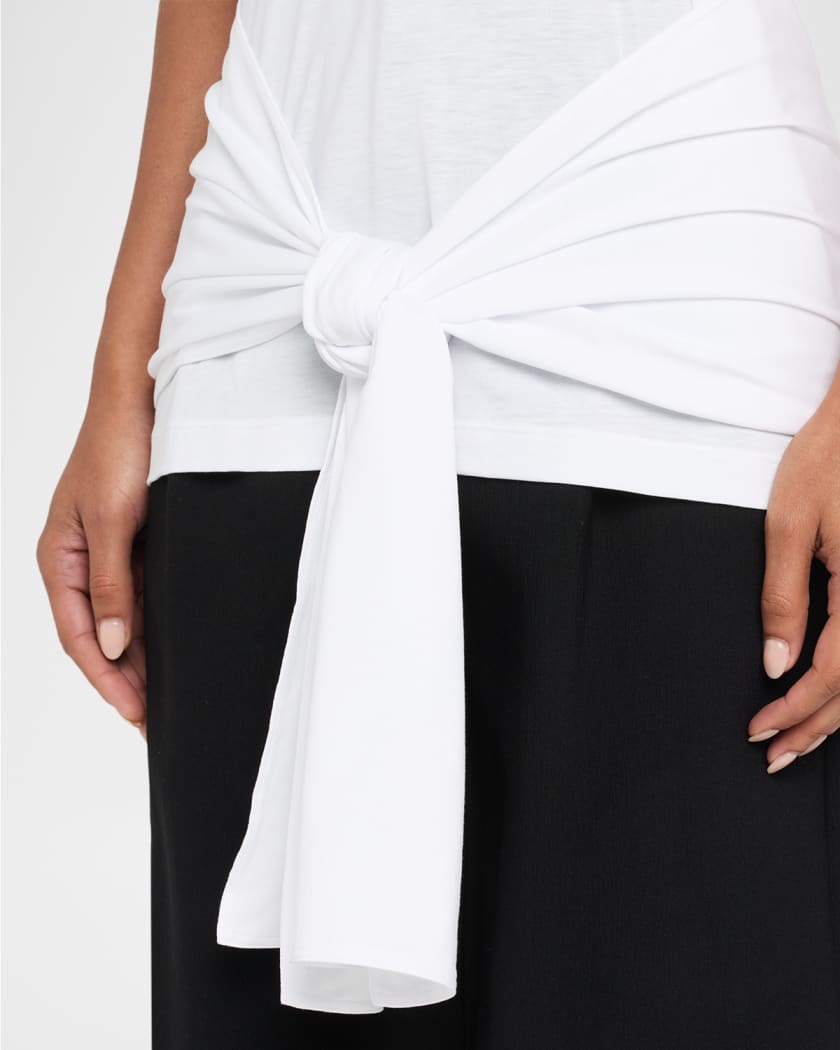 toteme☆knot short-sleeve top Toteme Tie-Waist Jersey Short-Sleeve T-Shirt | Neiman Marcus