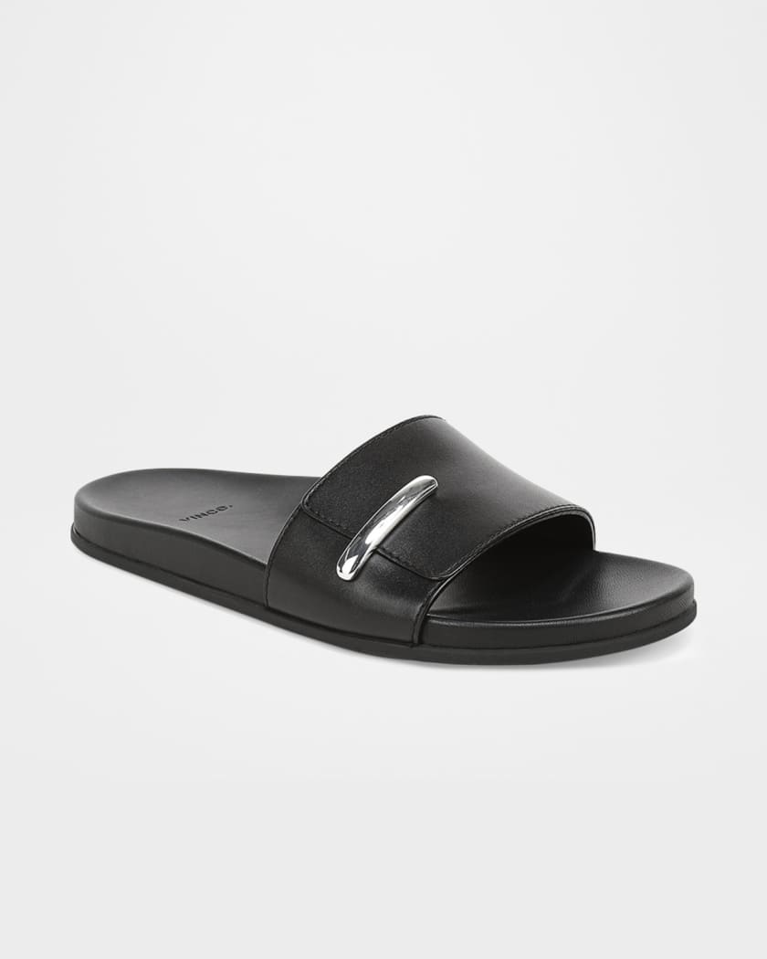 Vince Sadie Leather Slide Sandals | Neiman Marcus