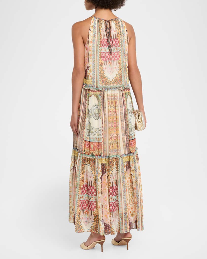 Elie Tahari The Aurora Baroque-Print Halter Maxi Dress | Neiman Marcus