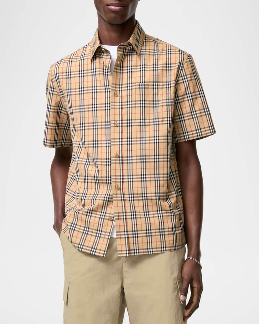 Burberry Men's Radmar Cotton Check Short-Sleeve Shirt | Neiman Marcus