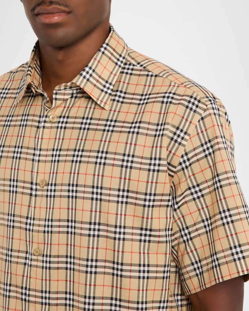 Burberry Men's Radmar Cotton Check Short-Sleeve Shirt | Neiman Marcus