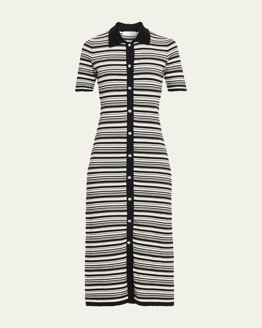 black and grey striped sweater dress Casual Moves Striped Sweater Maxi Dress Small main image 1