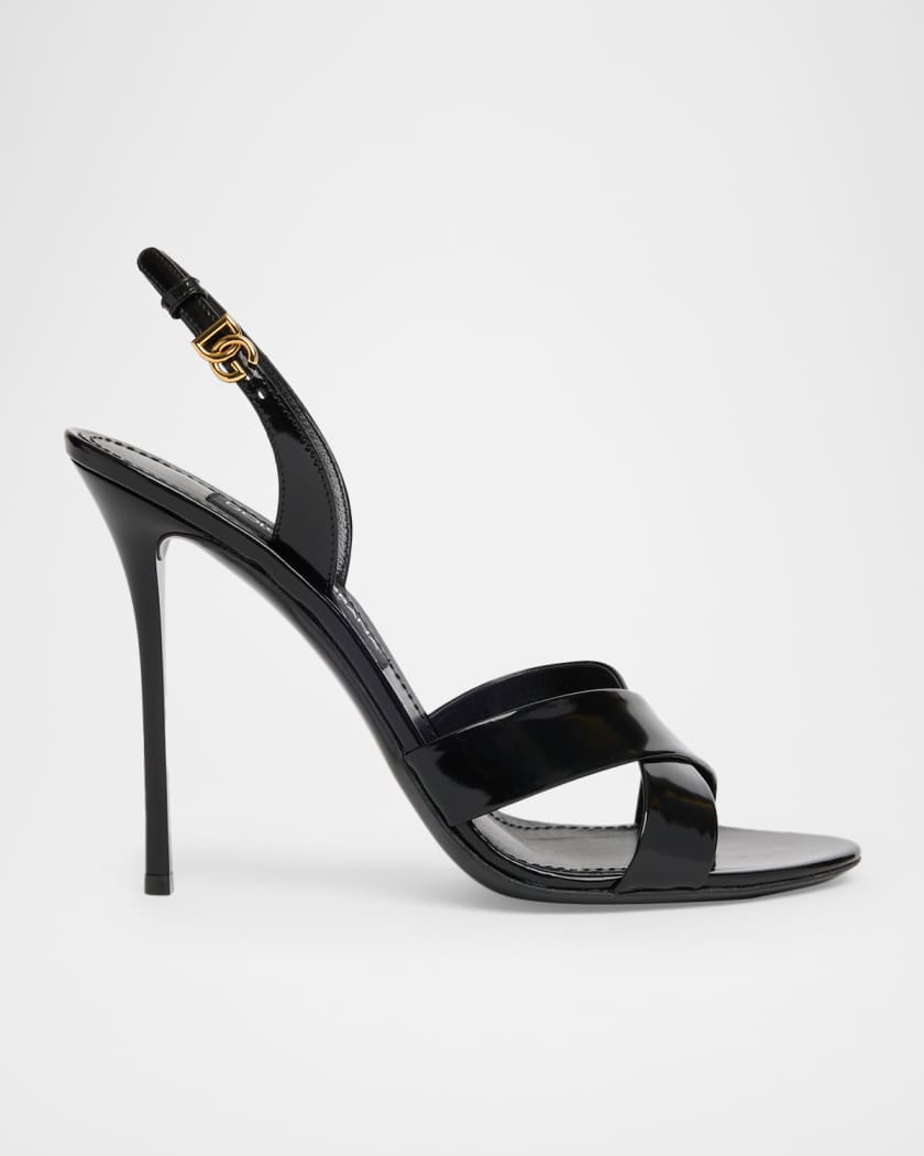 Dolce&Gabbana 105mm Patent Leather Crisscross Sandals | Neiman Marcus
