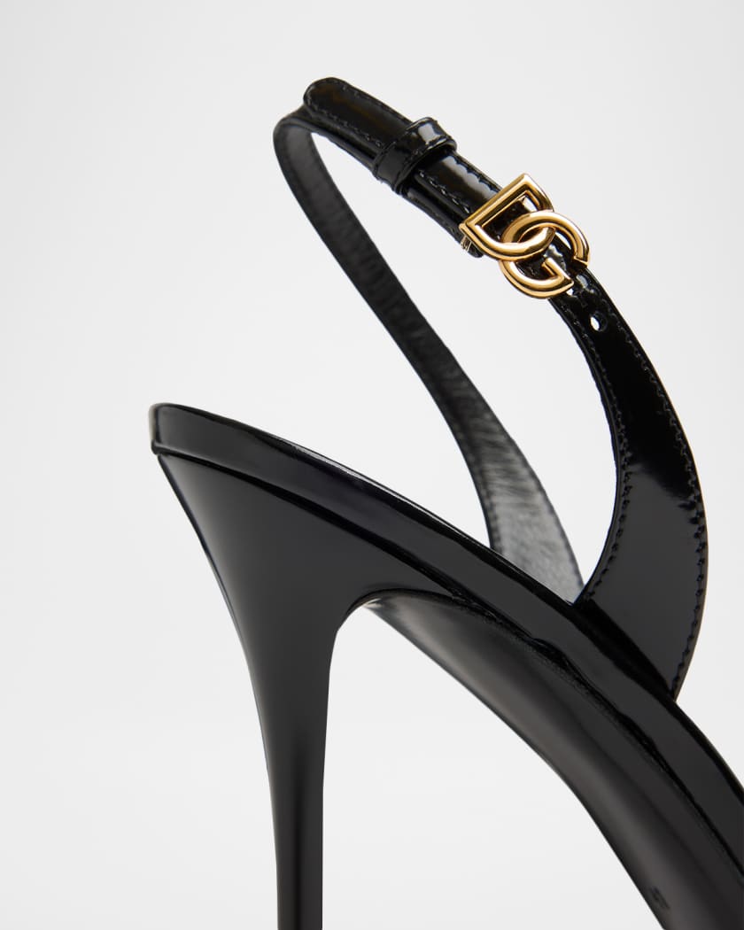 Dolce&Gabbana 105mm Patent Leather Crisscross Sandals | Neiman Marcus