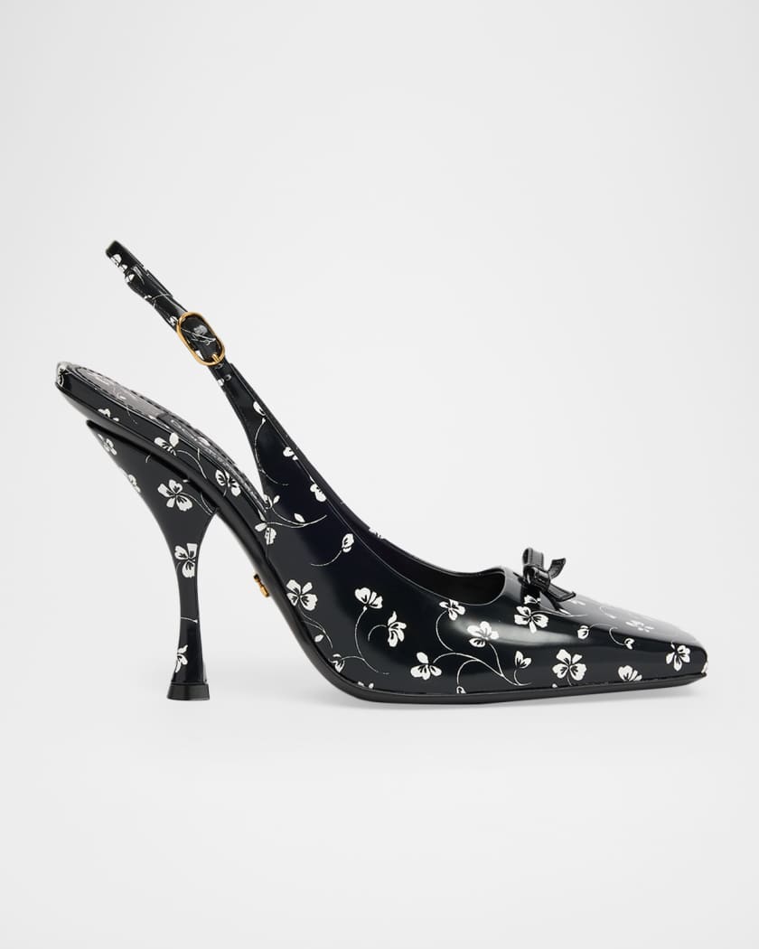 rスタイル　DOLCE&GABBANA パンプス Dolce&Gabbana 105mm Floral Leather Slingback Pumps | Neiman Marcus
